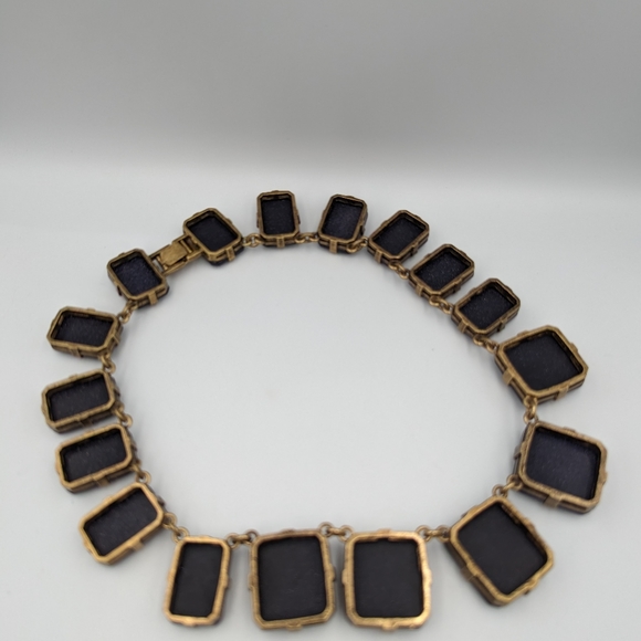 Huge Blue Goldstone Venetian Glass Haute Couture Runway RIVIERE NECKLACE - Picture 12 of 14